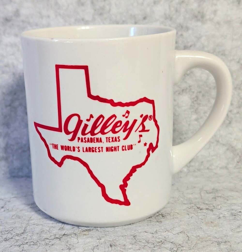 Gilley's Pasadena, Texas Coffee Mug "I Never Get Enough" Texas Outline